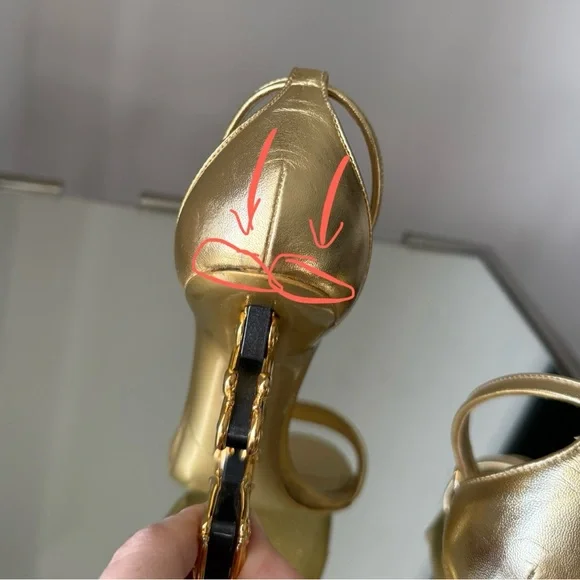 Dolce Gabbana Nappa mordore sandals with baroque DG heel 37 - Picture 12 of 15